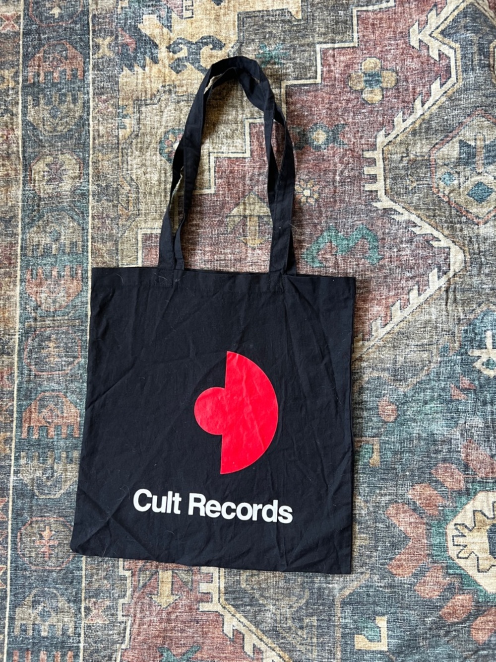 Cult Records Black Tote Bag with Red Logo